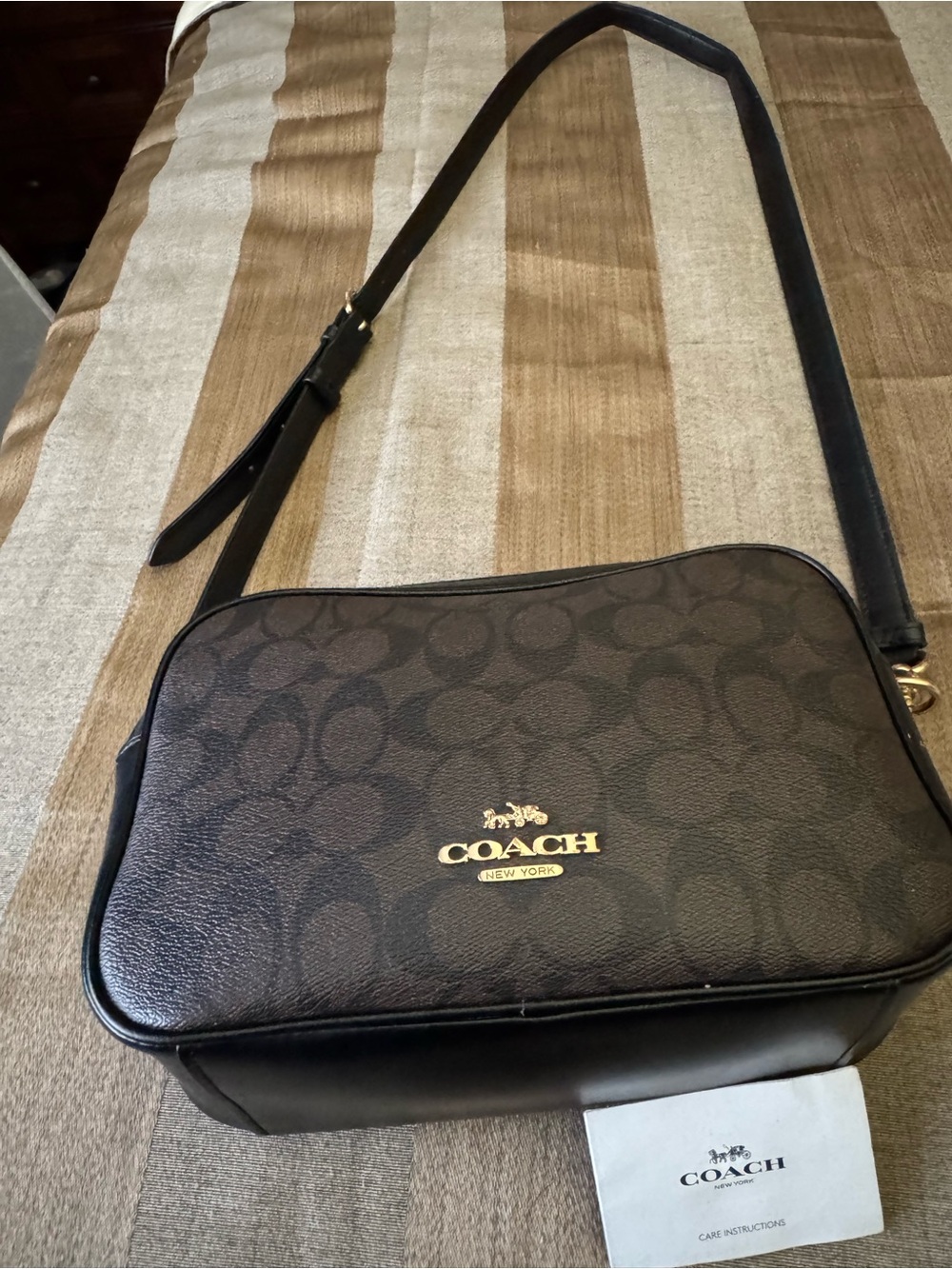 Coach Brown Signature Canvas Crossbody with Gold Logo